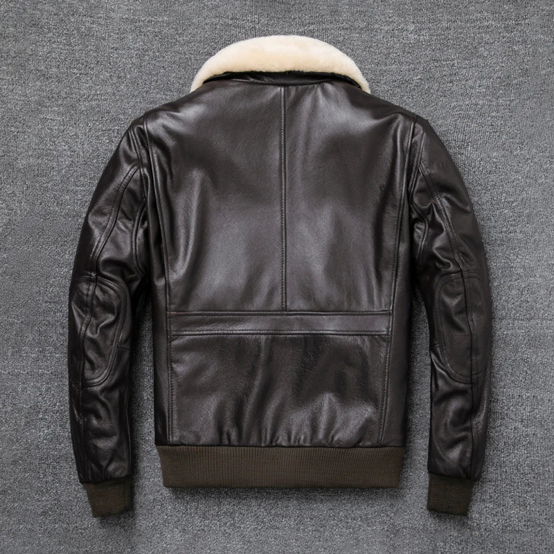 Air Force Flight Jacket Collar Genuine Top Layer Cow Leather Jacket