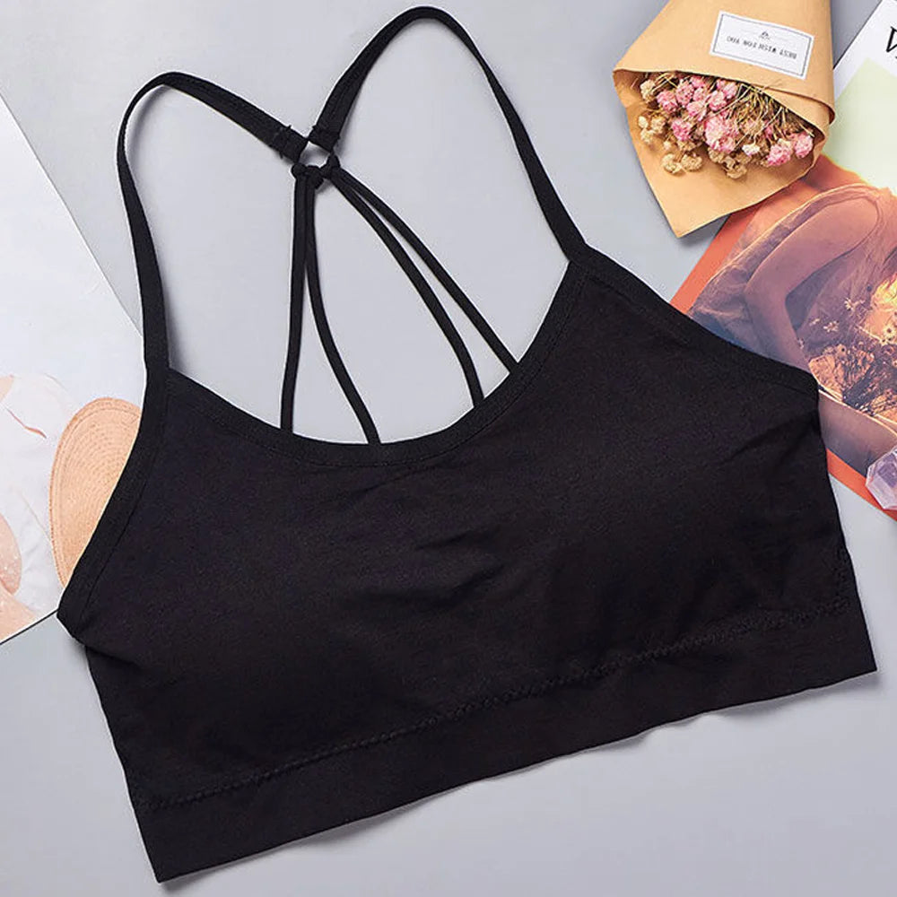 Letter strap back underwear women with chest cushion back