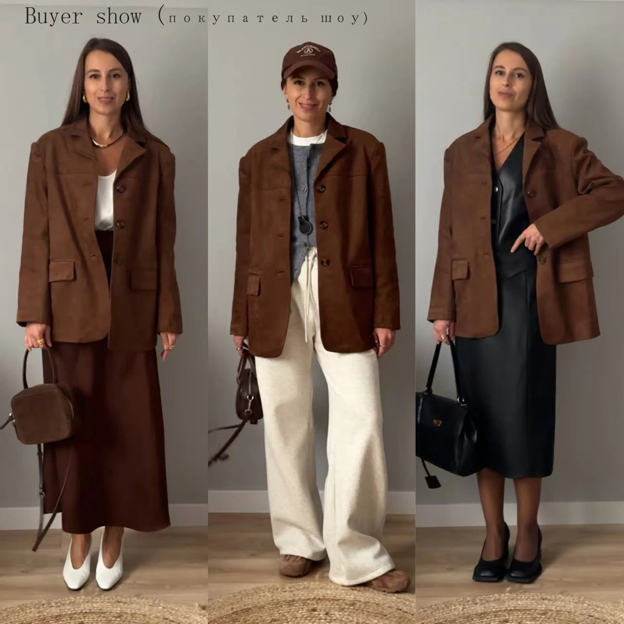 Winter New Women Fashion Suede Basic Jacket Basic Blazer