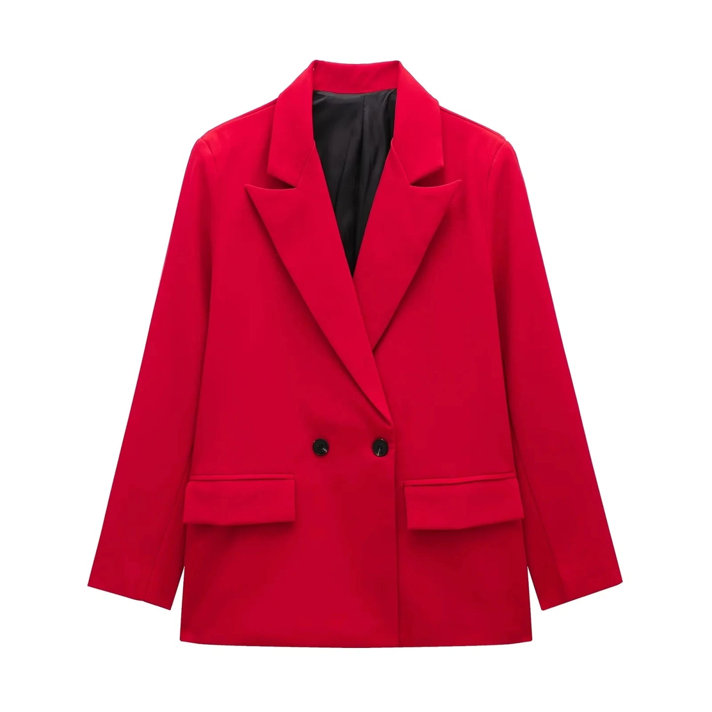 New Women's Solid Color Double breasted Loose Suit Coat for Women