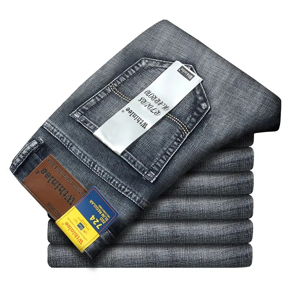 Men's Jeans Casual Straight Fashion Classic Blue Black Work Denim clothing