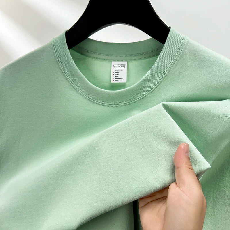 100% pure cotton summer high-end brand men's short sleeve round neck fashionable style half sleeved top T-shirt