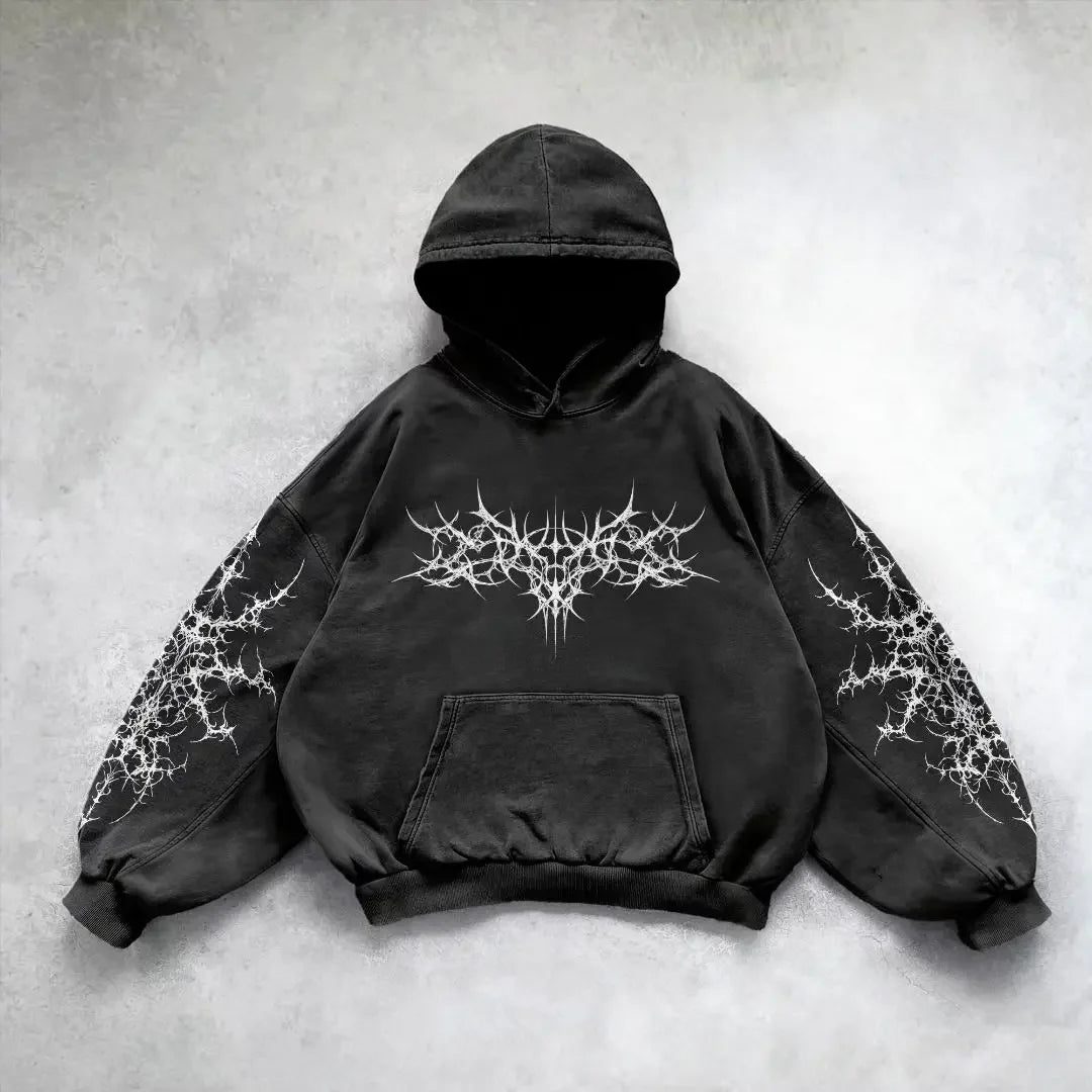 Vintage Fashion Print Zip Up Hoodies Sweatshirt Men and Women Streetwear