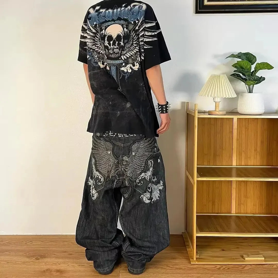 New American women's washed grey jeans Streetwear