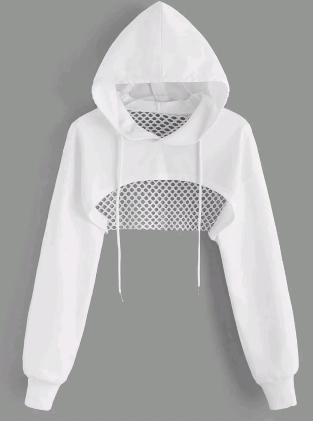 Street Sport Drop Shoulder Drawstring Hollow Out Super Crop Sports Hoodie