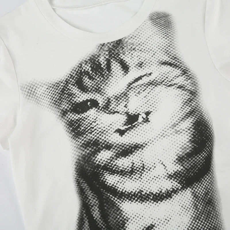 Top Basic White Short Sleeve Crewneck T-shirt Women