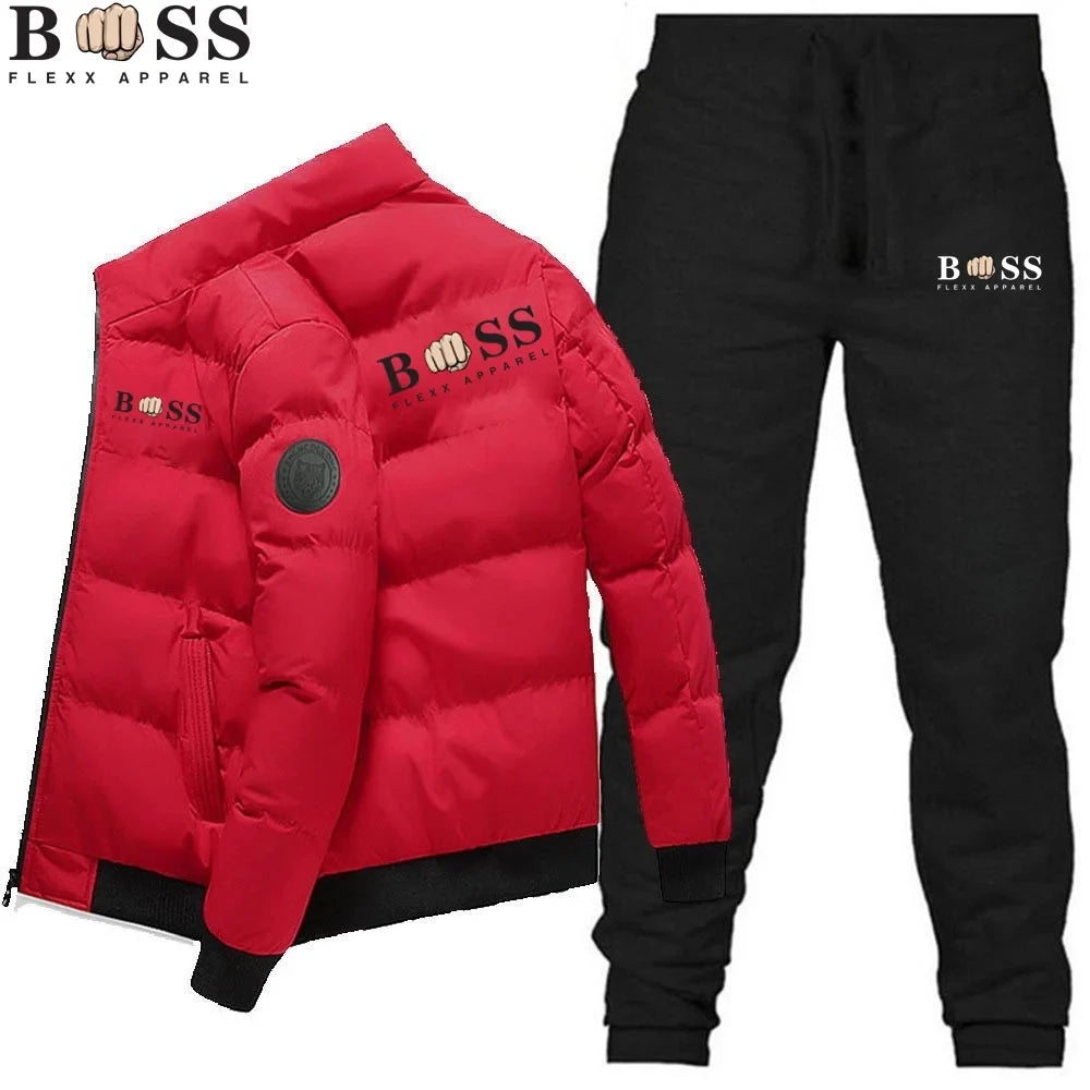 Men's Fashion Warm New Windproof High Quality Polyester Zipper Jacket and Pants