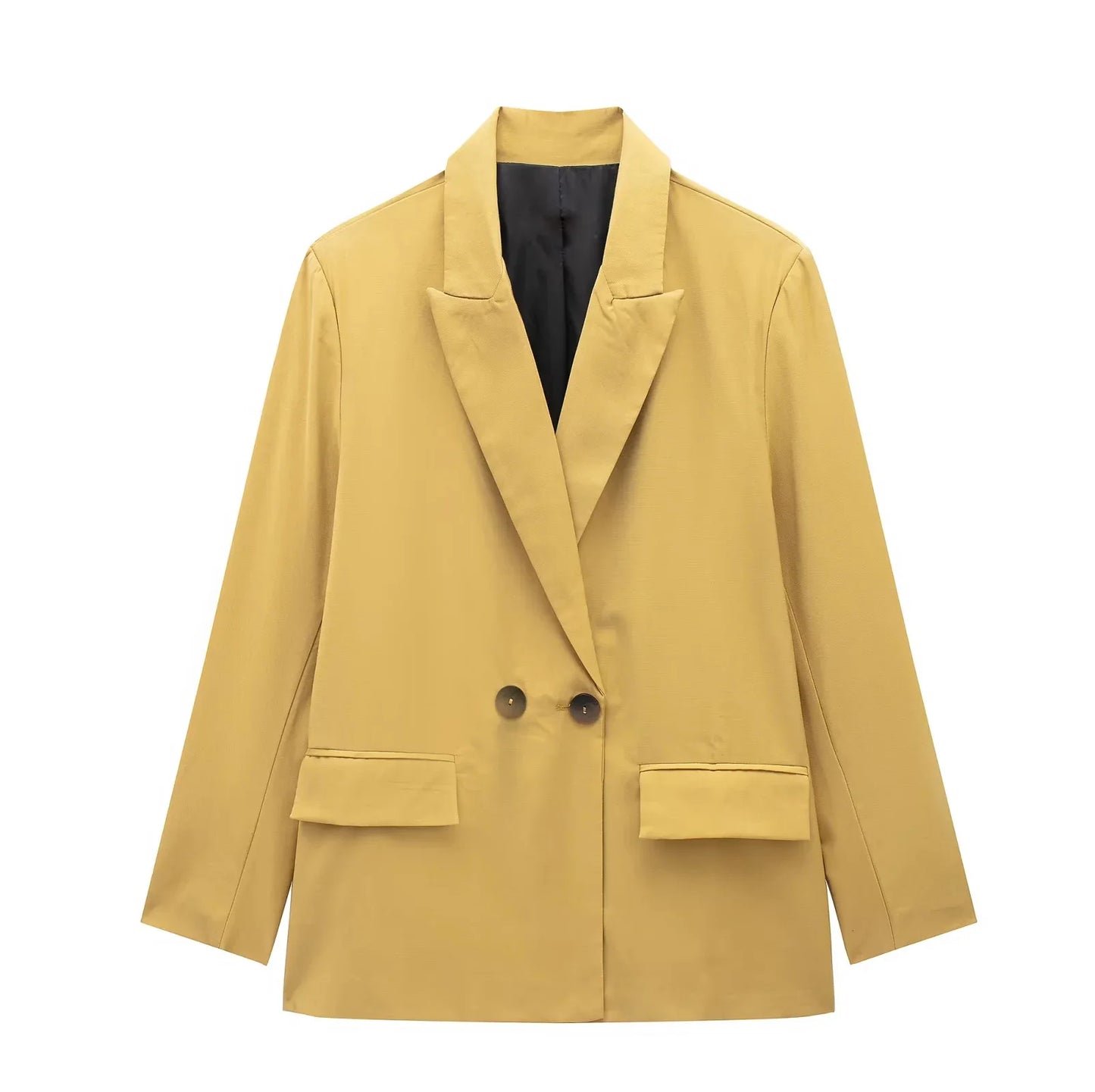 New Women's Solid Color Double breasted Loose Suit Coat for Women