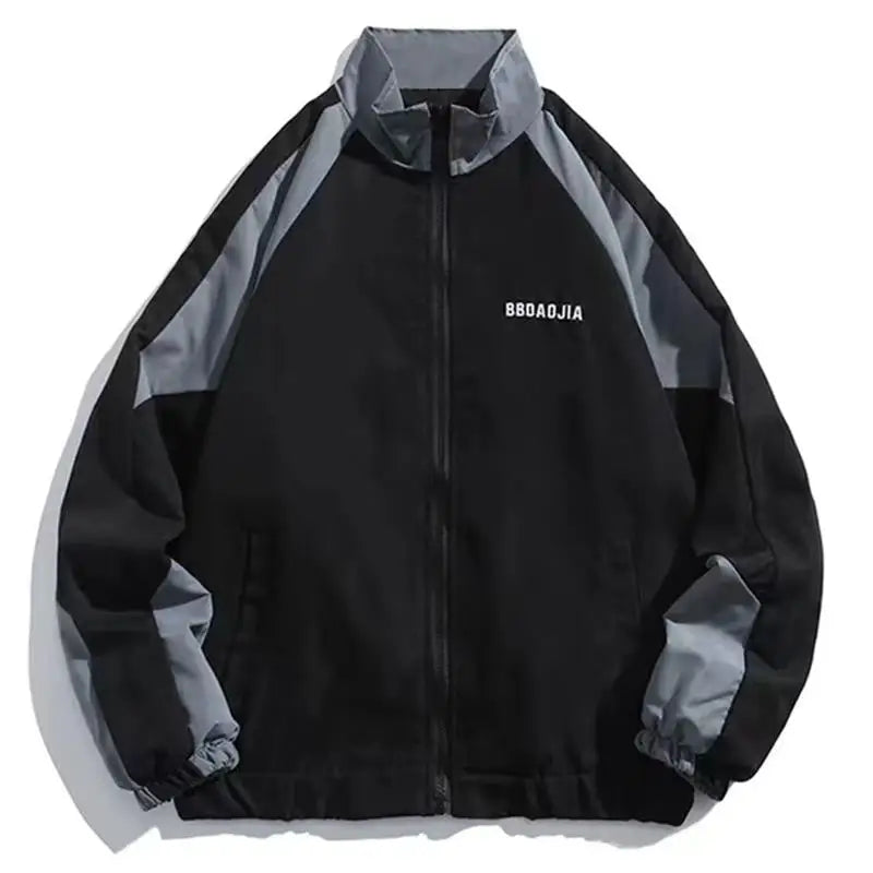 Men Hip Hop Streetwear Coat Zipper Up Jacket