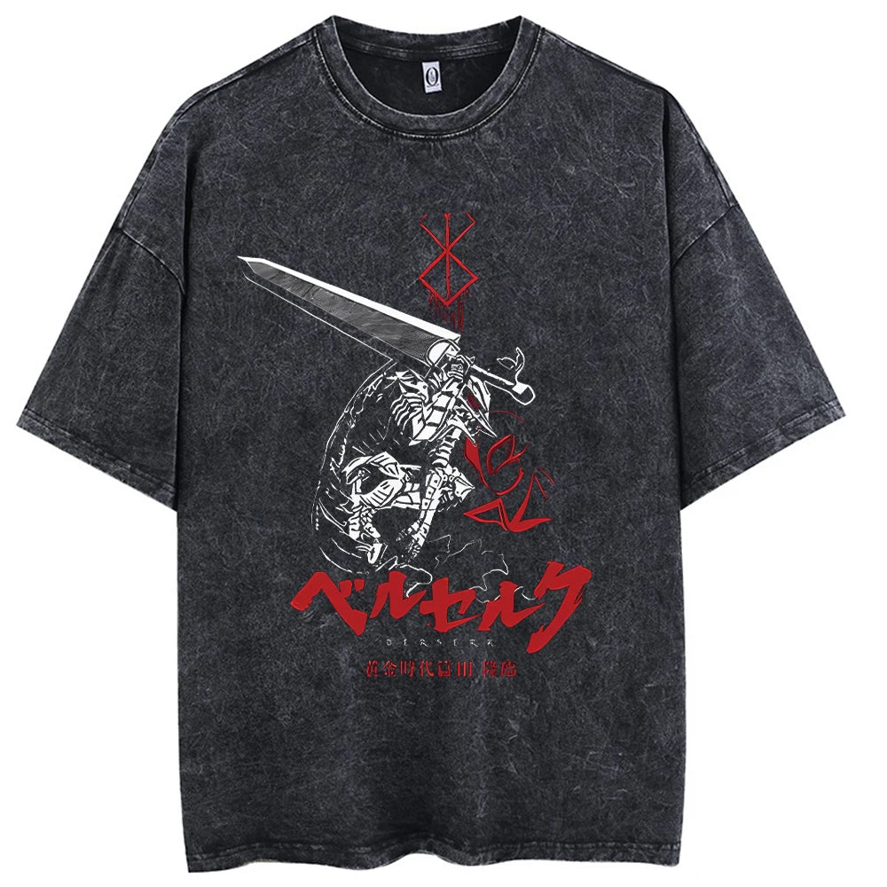 Men Streetwear T-Shirt Retro Vintage Washed T shirt Tops