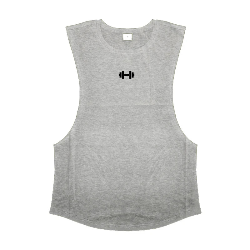 Cotton Breathable Side Slits Tank Tops Mens Bodybuilding Muscle Sleeveless Singlets Workout Shirts