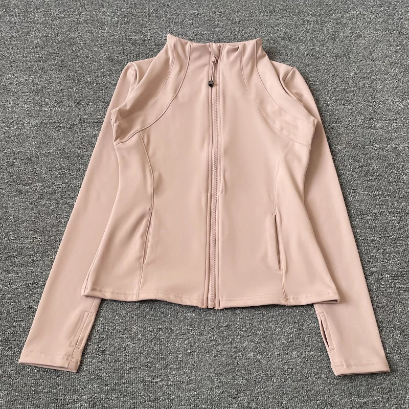 Jacket For Women Slim-Fit Zipper Yoga Wear Long Sleeve Breathable Running