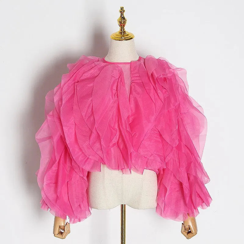 Ruffles Shirts For Women Pullover Blouse Female Fashion Style