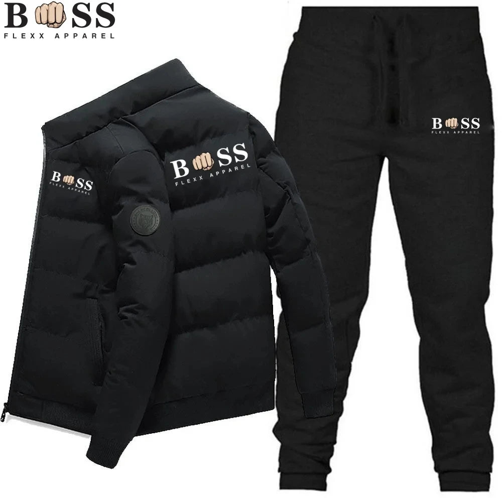 Men's Fashion Warm New Windproof High Quality Polyester Zipper Jacket and Pants