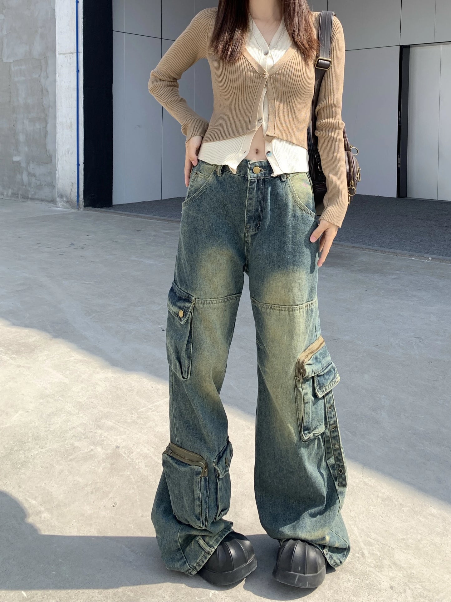 New Ladies Cargo Jeans American Street Style Baggy Cargo Pants