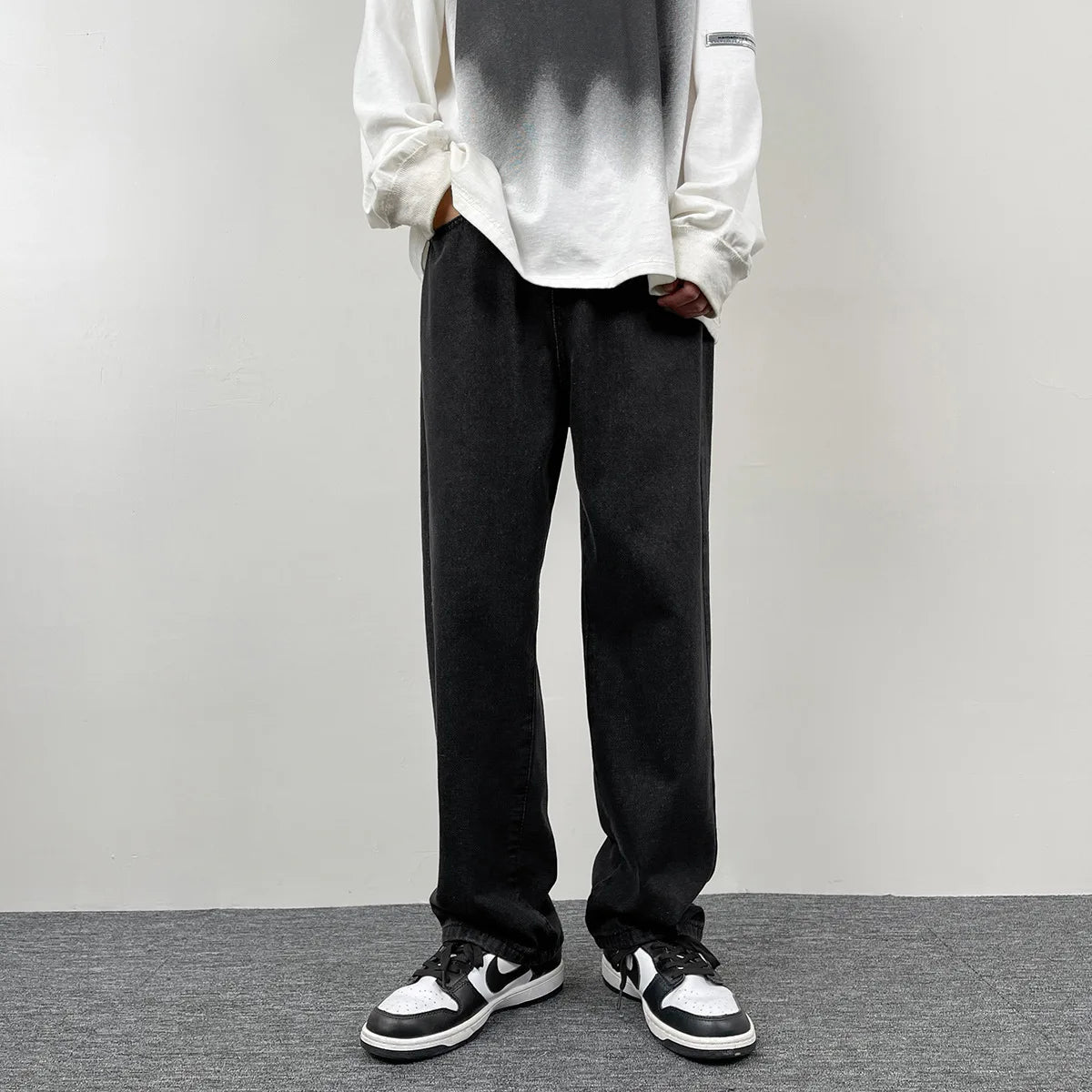 2025 New Men's Casual Jeans | Korean Euro US Style | Straight & Wide Leg Denim Pants | Solid Color Trendy Design