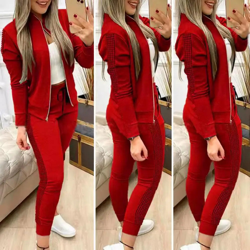 Women Tracksuit Sweatshirt Drawstring Pants Suit for Gym