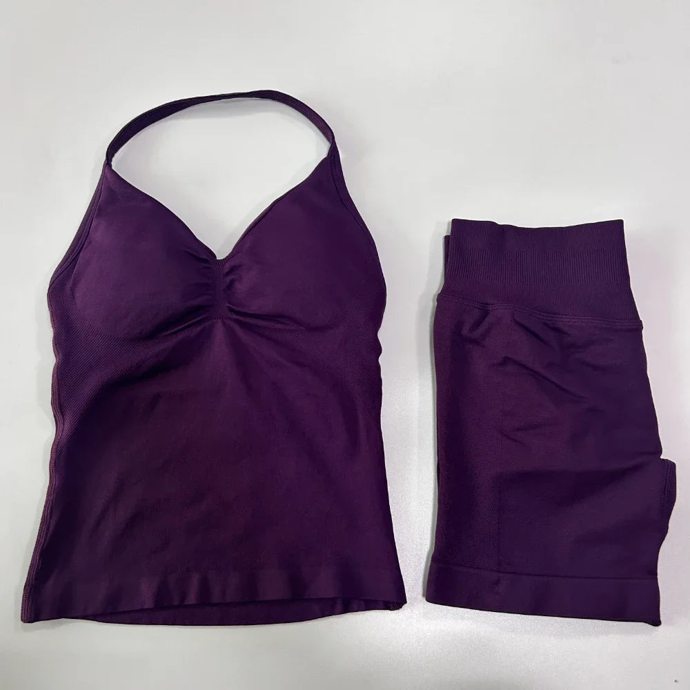 Women Backless Tank Top Workout Sets