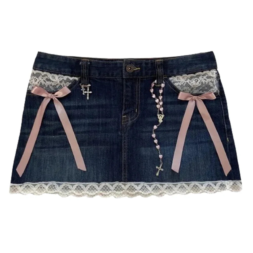 Retro Buddha Short Women Blue Loose Denim Shorts