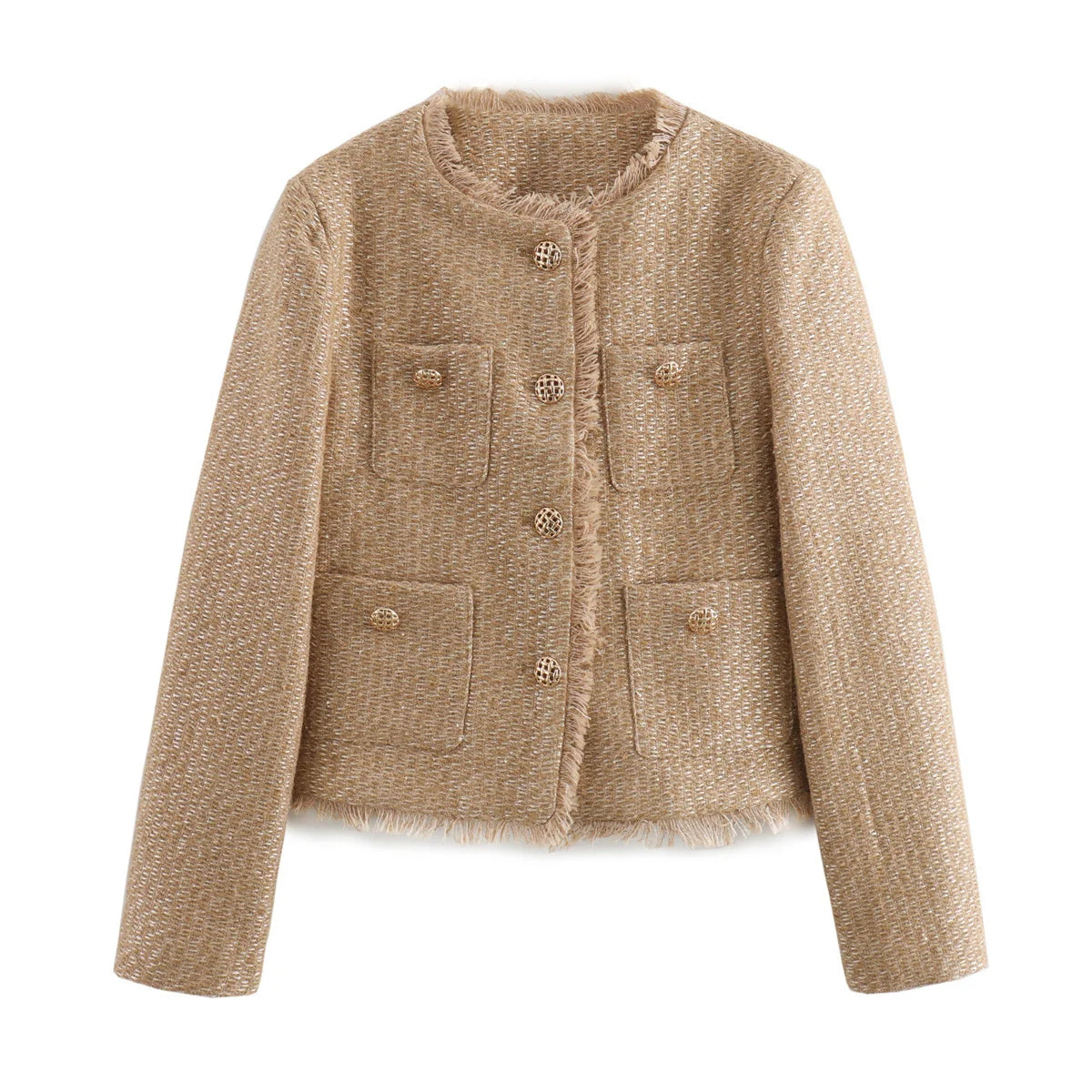 Women Clothing Woolen Outerwear Long Sleeve Front Button Female Outerwear Chic Tops
