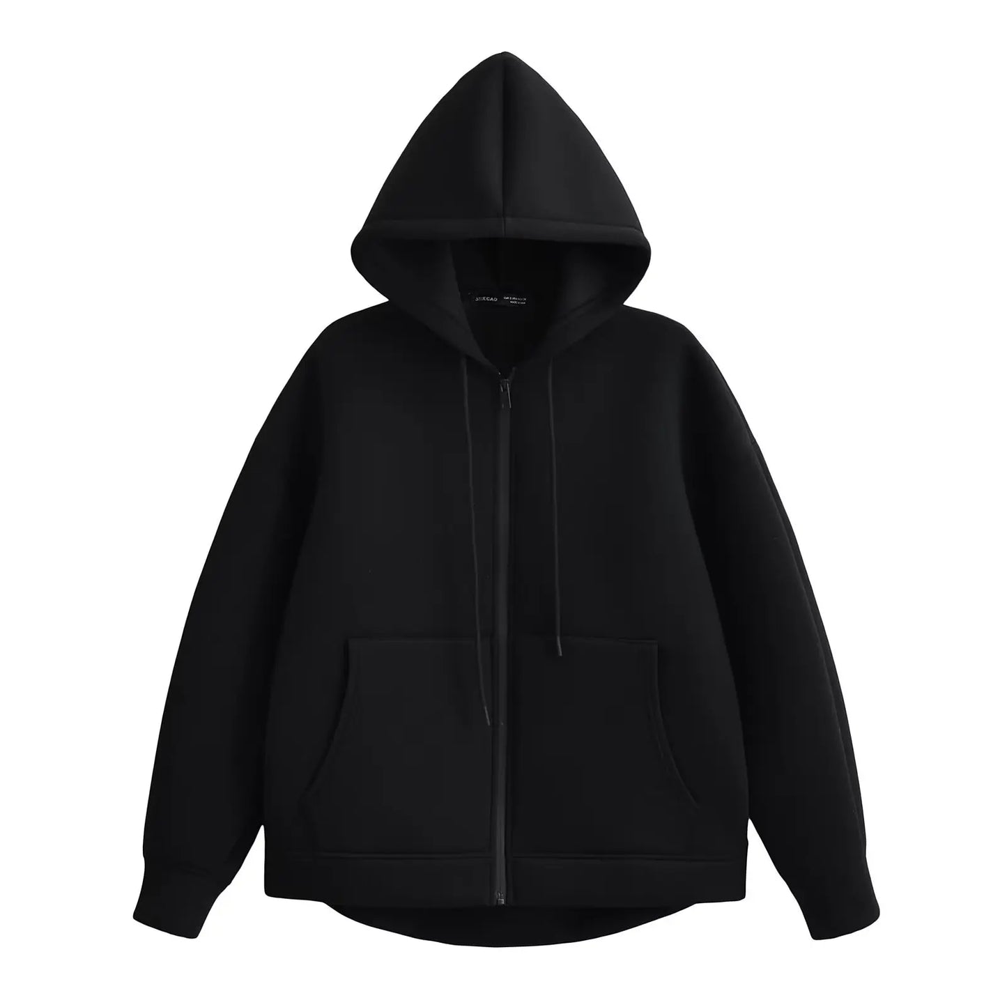 Women Gray Jacket With Hood Long Sleeve Big Pocket