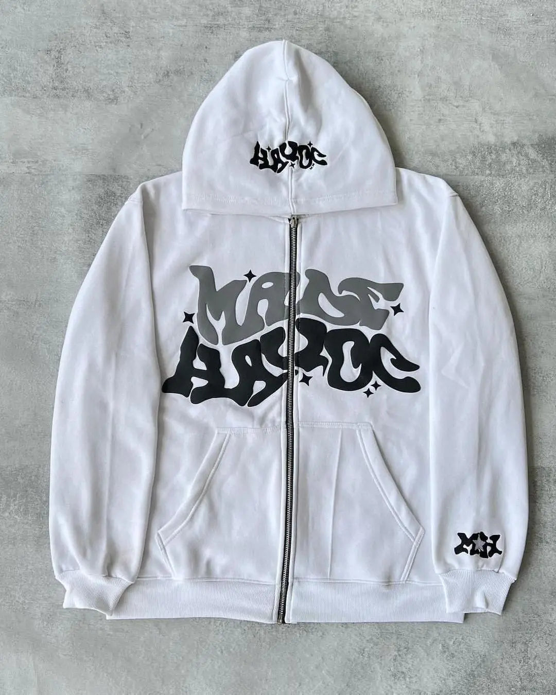 American Colorful Letter Print Zipper Hoodie Men Fashion High Street Oversized Sweatshirt Women Retro Casual Jacket