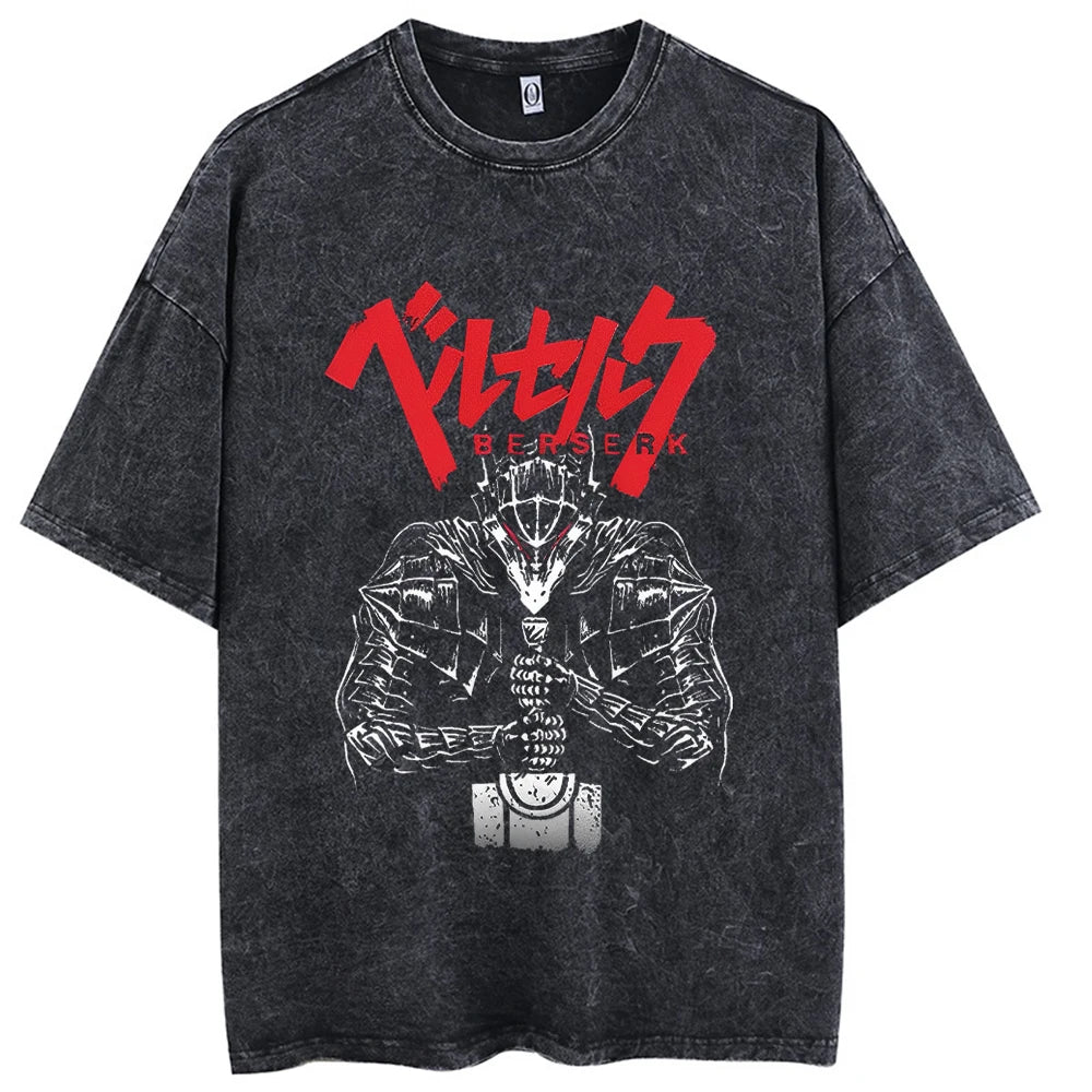 Men Streetwear T-Shirt Retro Vintage Washed T shirt Tops