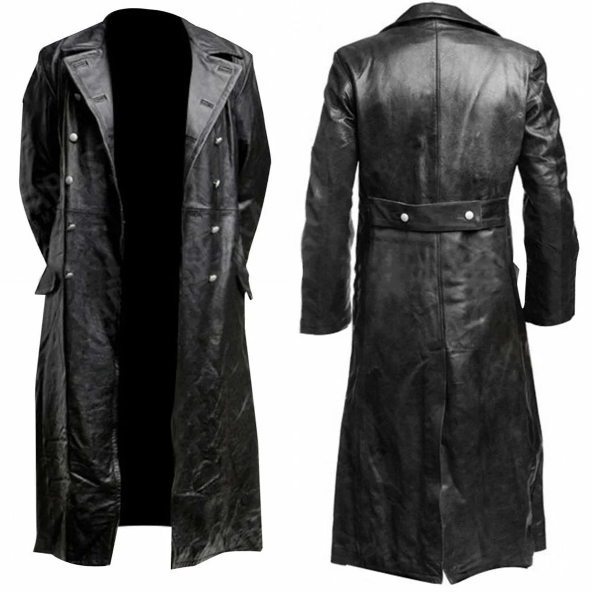 MEN'S GERMAN CLASSIC MILITARY UNIFORM OFFICER BLACK LEATHER