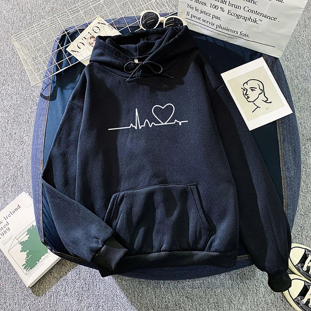 Women Casual Print Loose Hoodies Streetwear