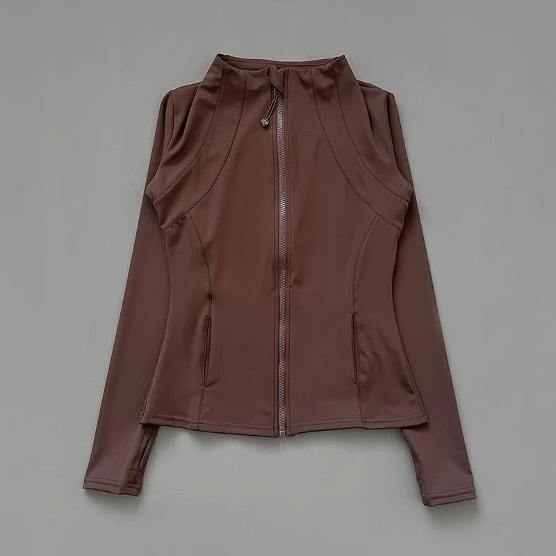 Jacket For Women Slim-Fit Zipper Yoga Wear Long Sleeve Breathable Running