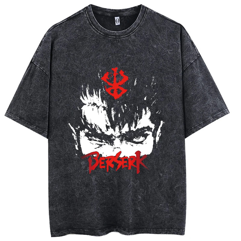 Men Streetwear T-Shirt Retro Vintage Washed T shirt Tops