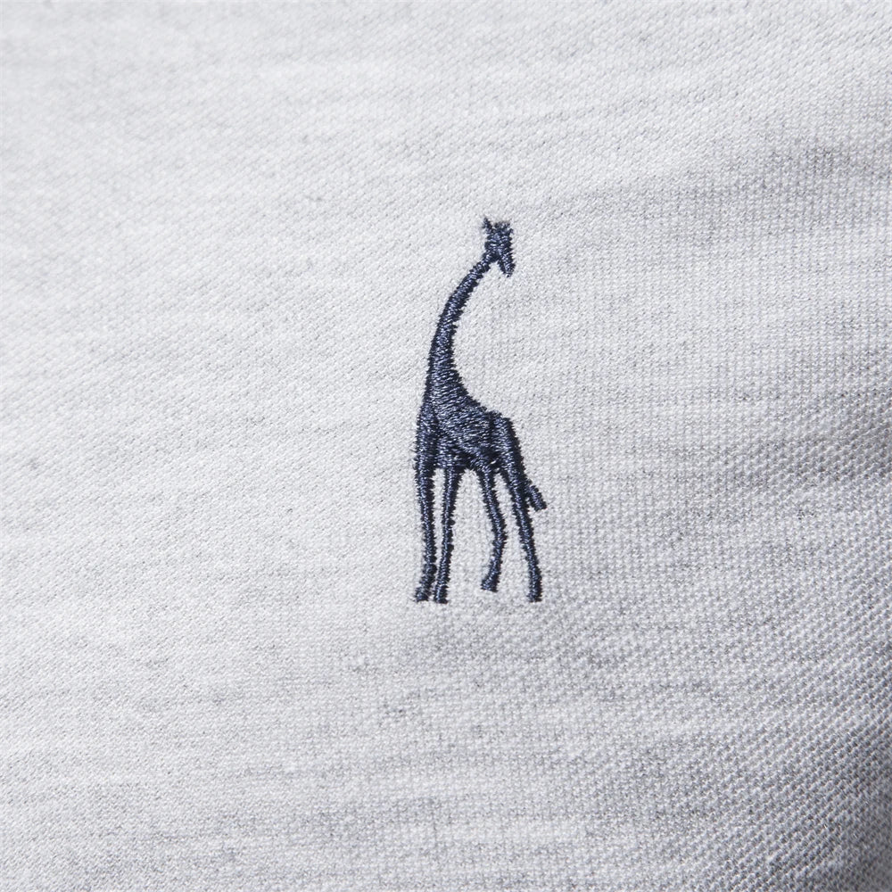 New Men's Deer Polo Shirts Solid Color Long Sleeve