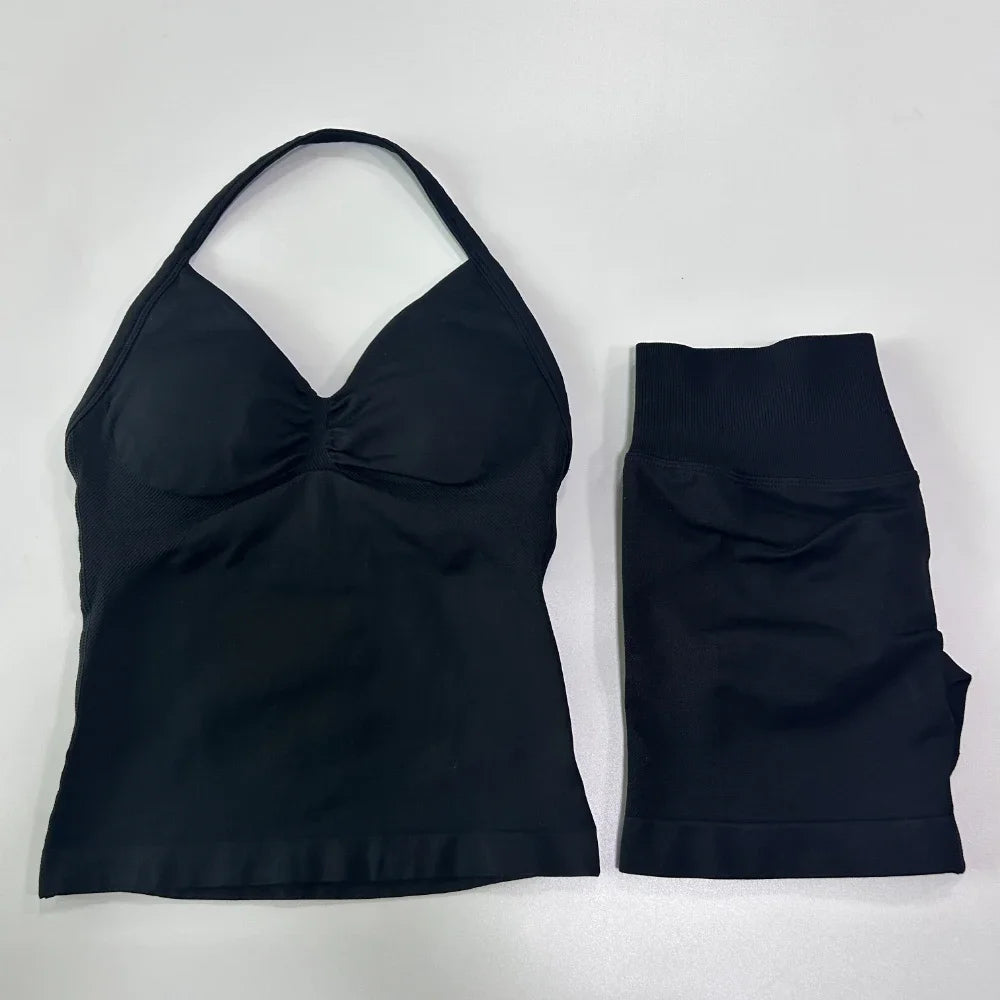 Women Backless Tank Top Workout Sets
