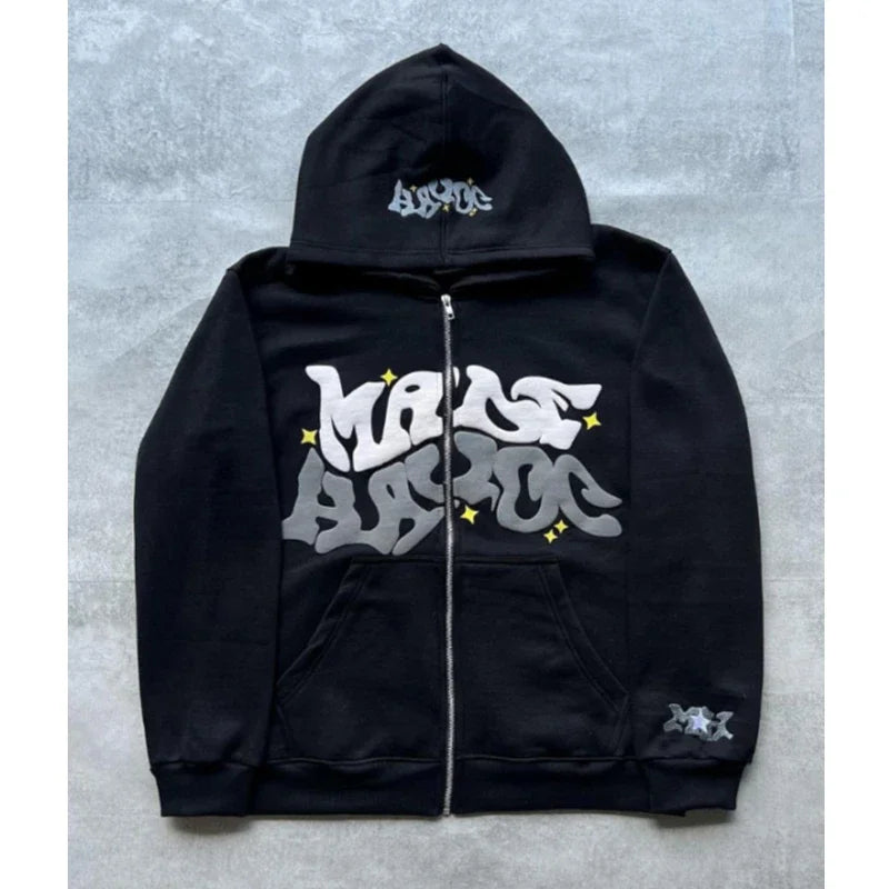 Printed Zipper Hoodies Women and Men Jacket