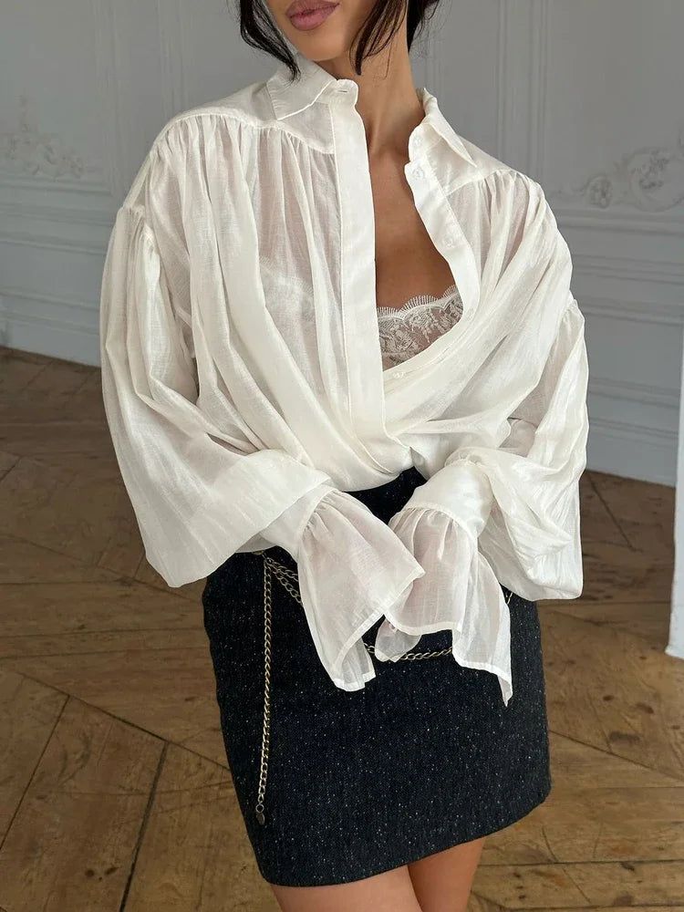 Women's Long Sleeve Patchwork Blouse Top Streetwear Top