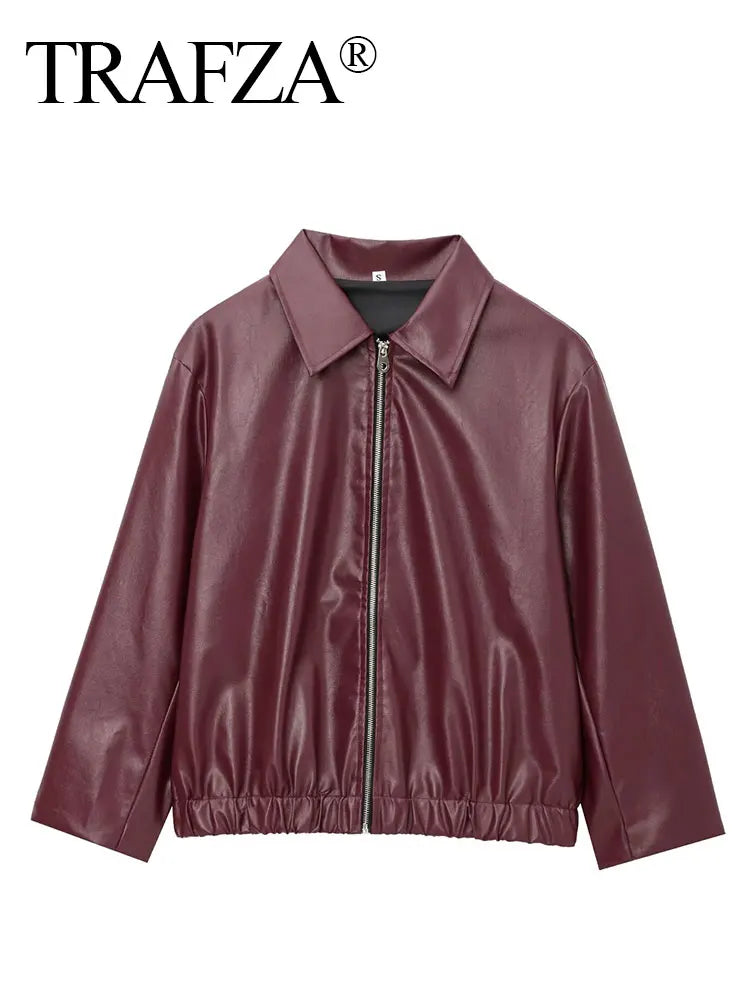 Leather Fashion Outerwear Thicken Zipper Streetwear Ladies Tops Women
