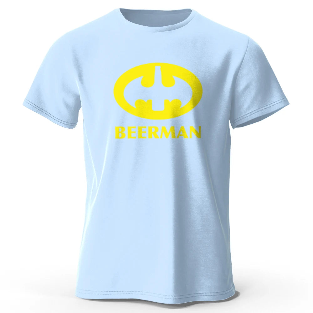 Men's Beer Man Printed T-Shirt 100% Cotton Tops