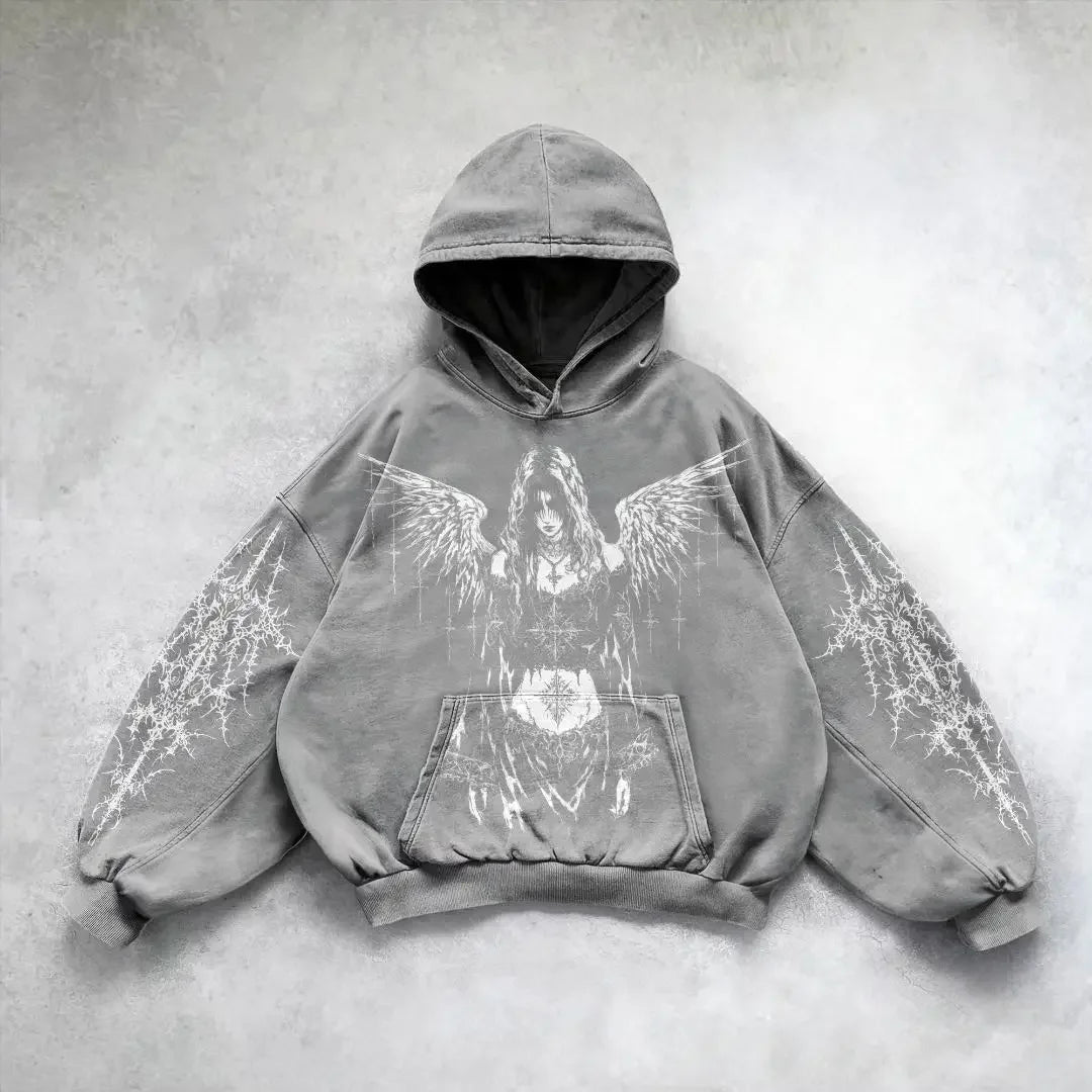 Vintage Fashion Print Zip Up Hoodies Sweatshirt Men and Women Streetwear
