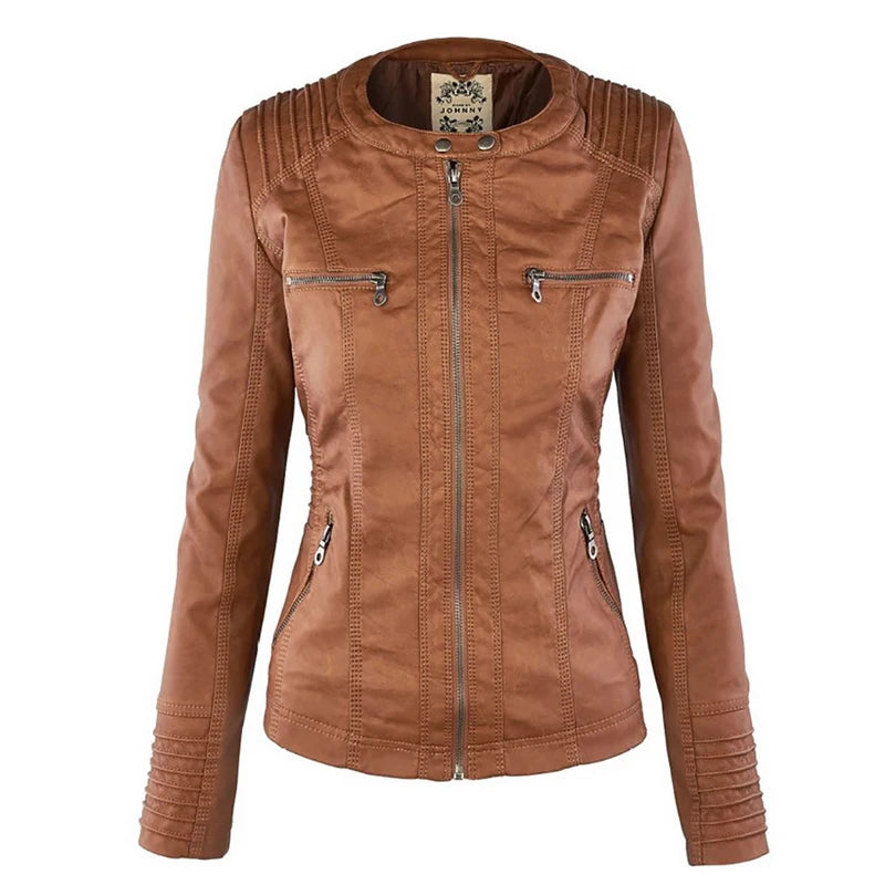 Winter Leather Jacket Women Casual Basic Coats