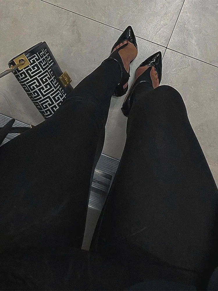 Fashion Winter Black High Waisted Women Pants