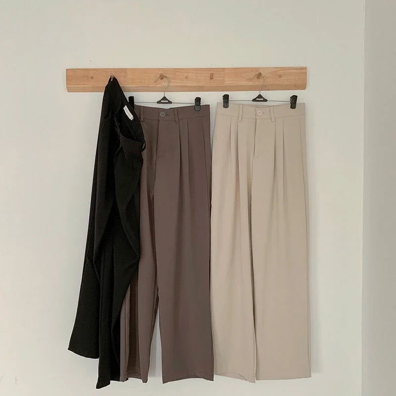 Women Suit Pants Fall Straight Office Ladies Korean Fashion Trousers