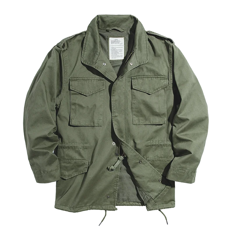 Jackets For Men Green Vintage Army Pockets Overcoat