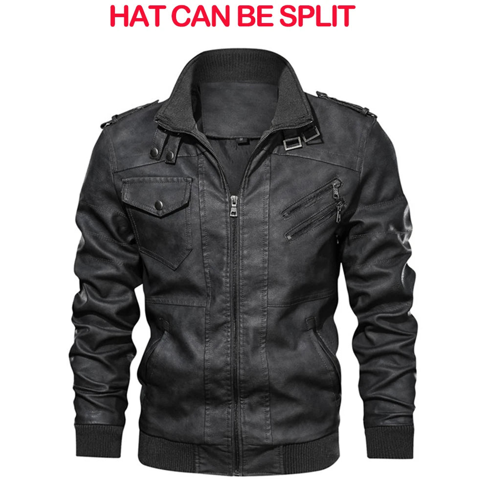 Men's Leather Jackets Autumn Casual Motorcycle Jacket Leather Coats