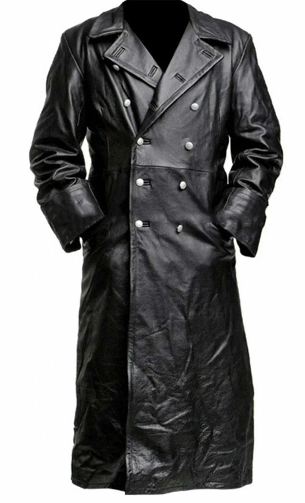 MEN'S GERMAN CLASSIC MILITARY UNIFORM OFFICER BLACK LEATHER