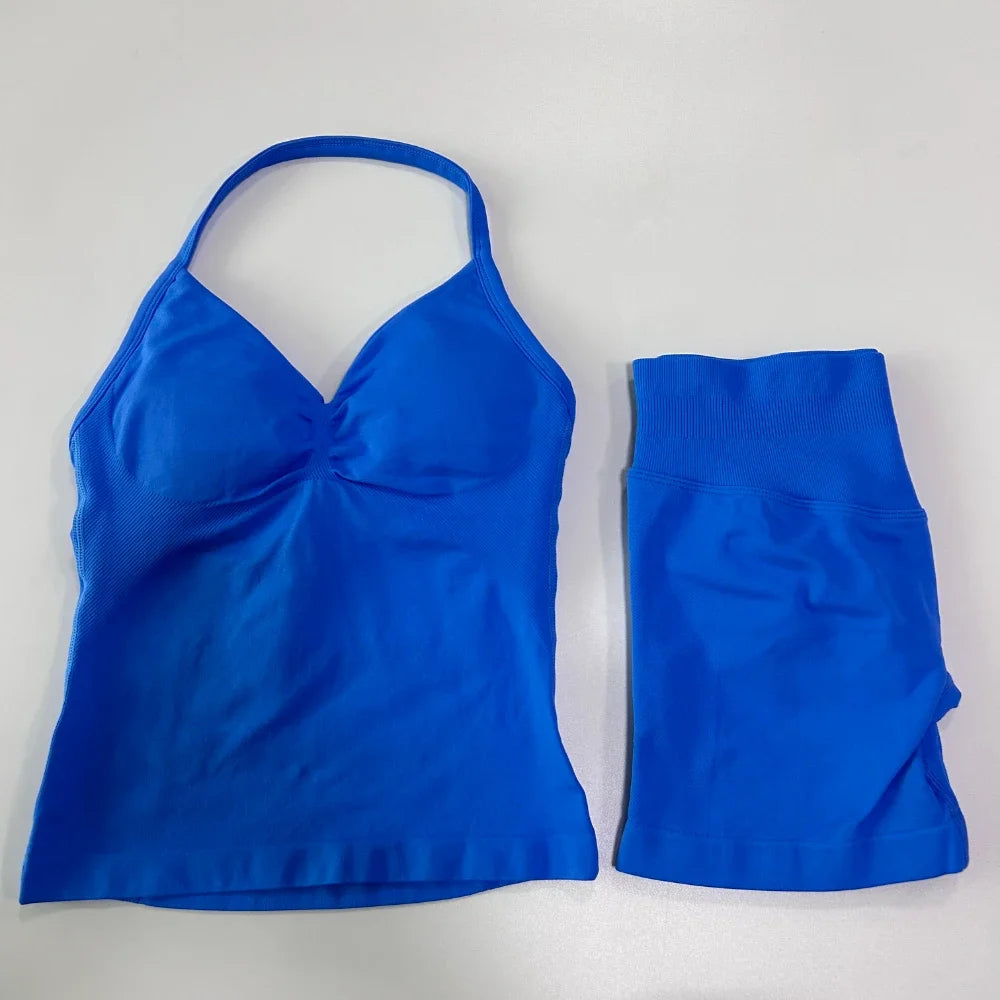 Women Backless Tank Top Workout Sets