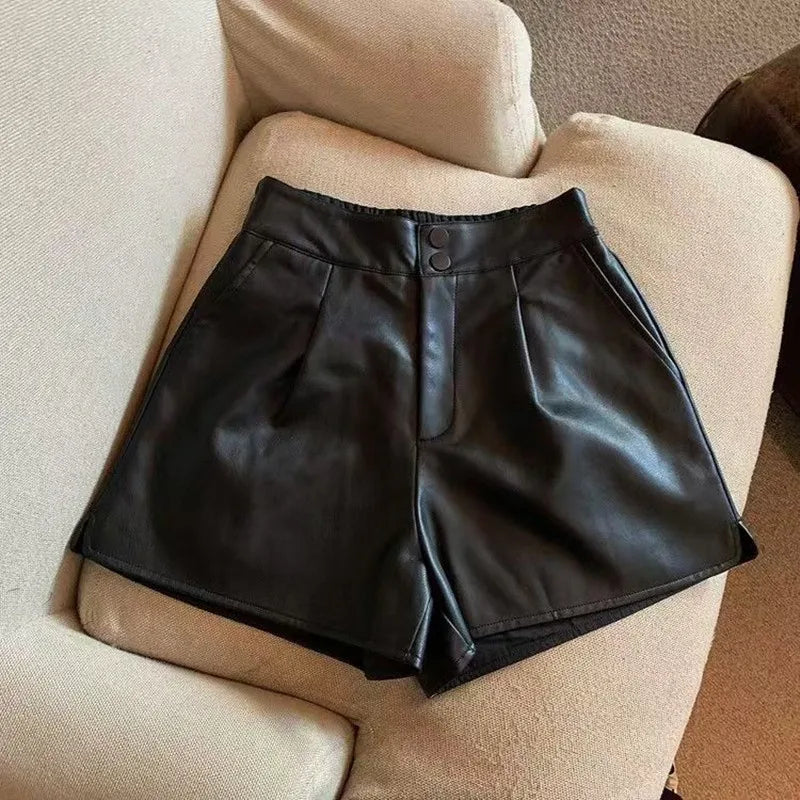 Women Shorts Vintage High Waist Zipper Fly Pants \
