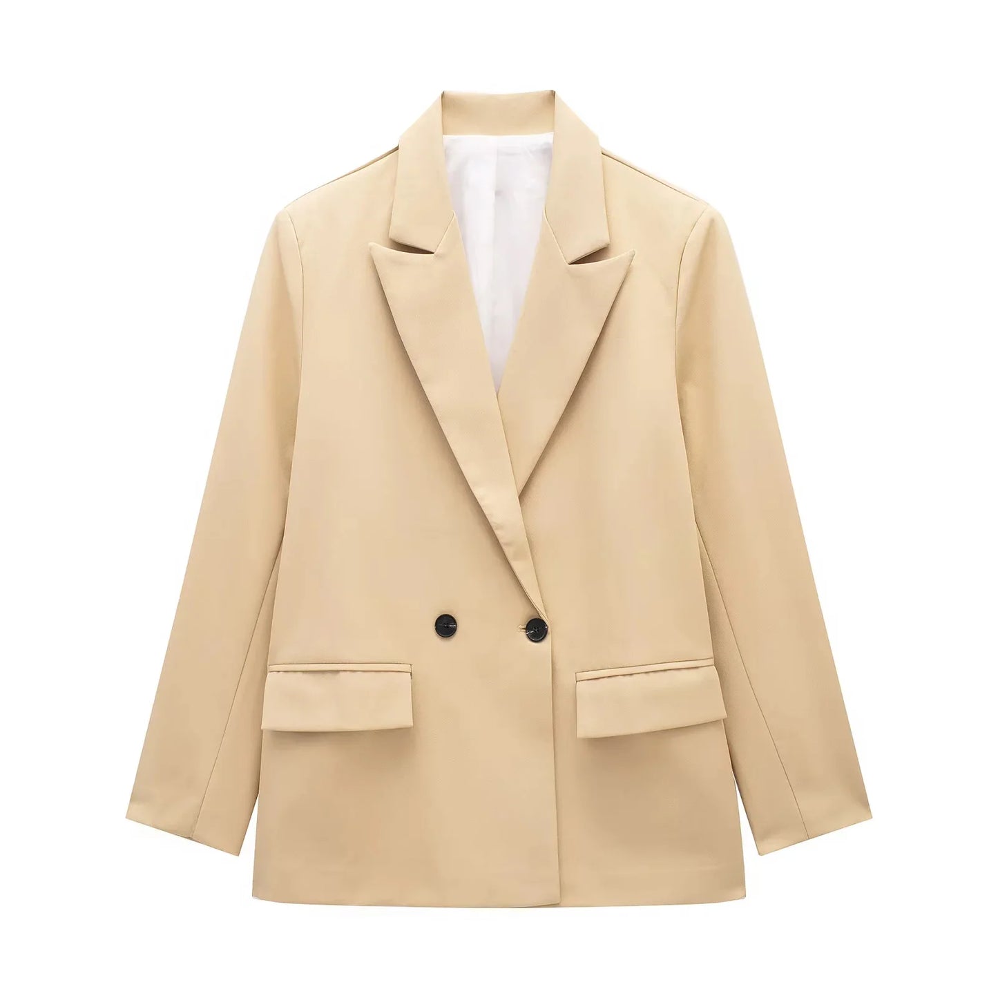 New Women's Solid Color Double breasted Loose Suit Coat for Women