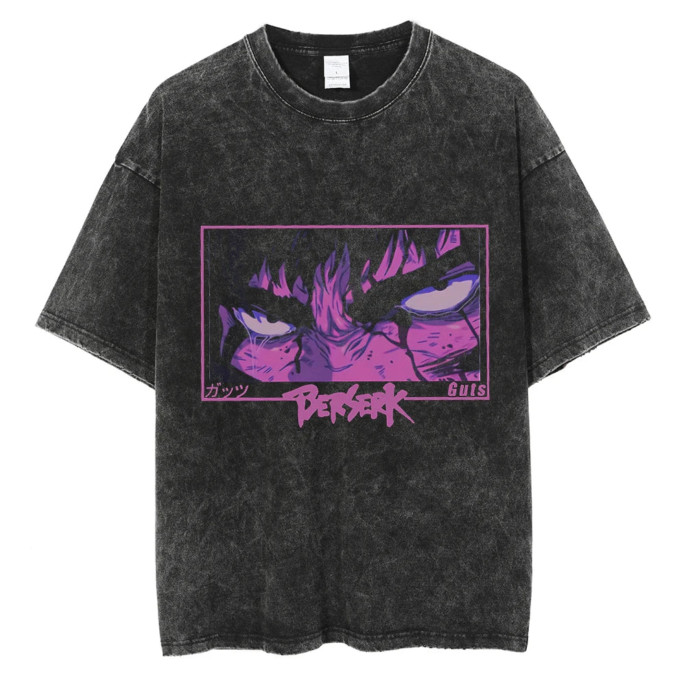 Men Streetwear T-Shirt Retro Vintage Washed T shirt Tops