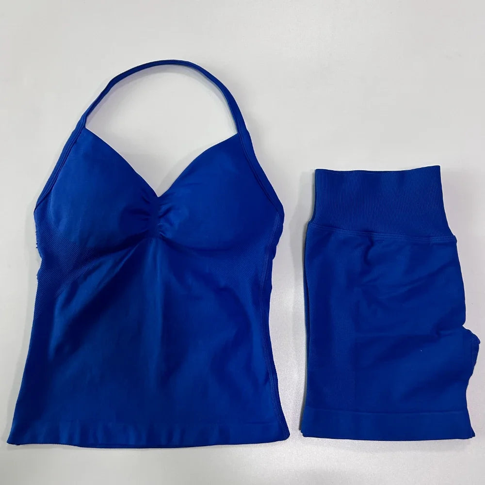 Women Backless Tank Top Workout Sets