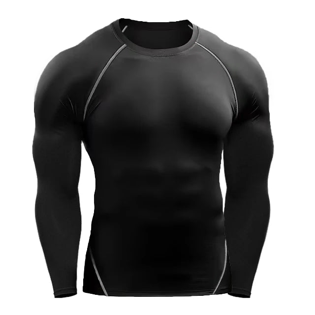 Long Sleeve T Shirt Men Elastic T-shirt Gym Fitness Workout Tights